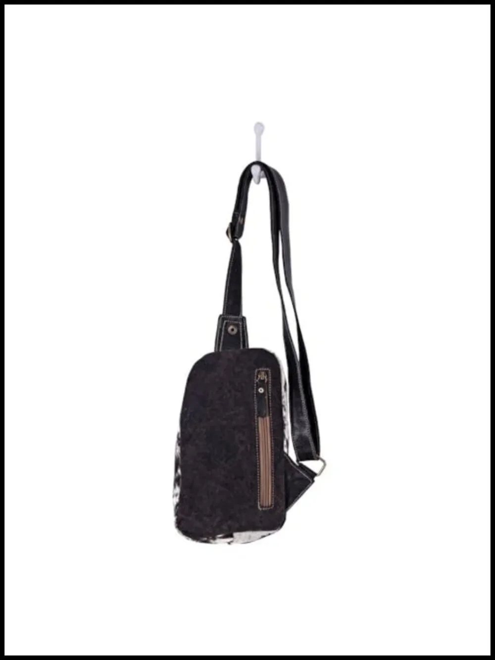 Upcycled Canvas Hairon Leather Crossbody Sling Bag
